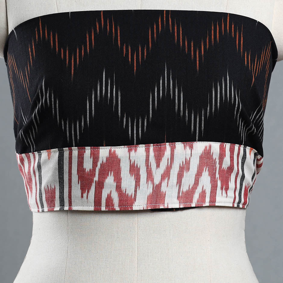 Black - cotton pochampally ikat blouse piece 51