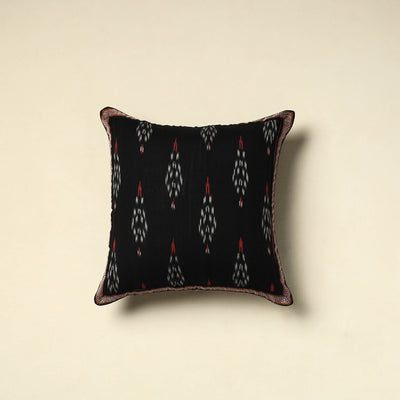 Black Pochampally Ikat Cushion Cover