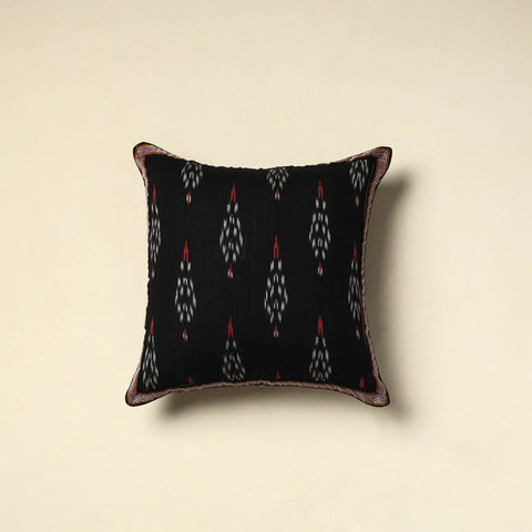 Black Pochampally Ikat Cushion Cover