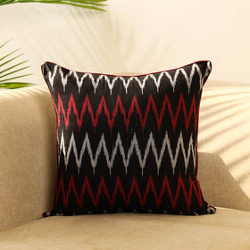 Black Cotton Pochampally Ikat Cushion Cover 