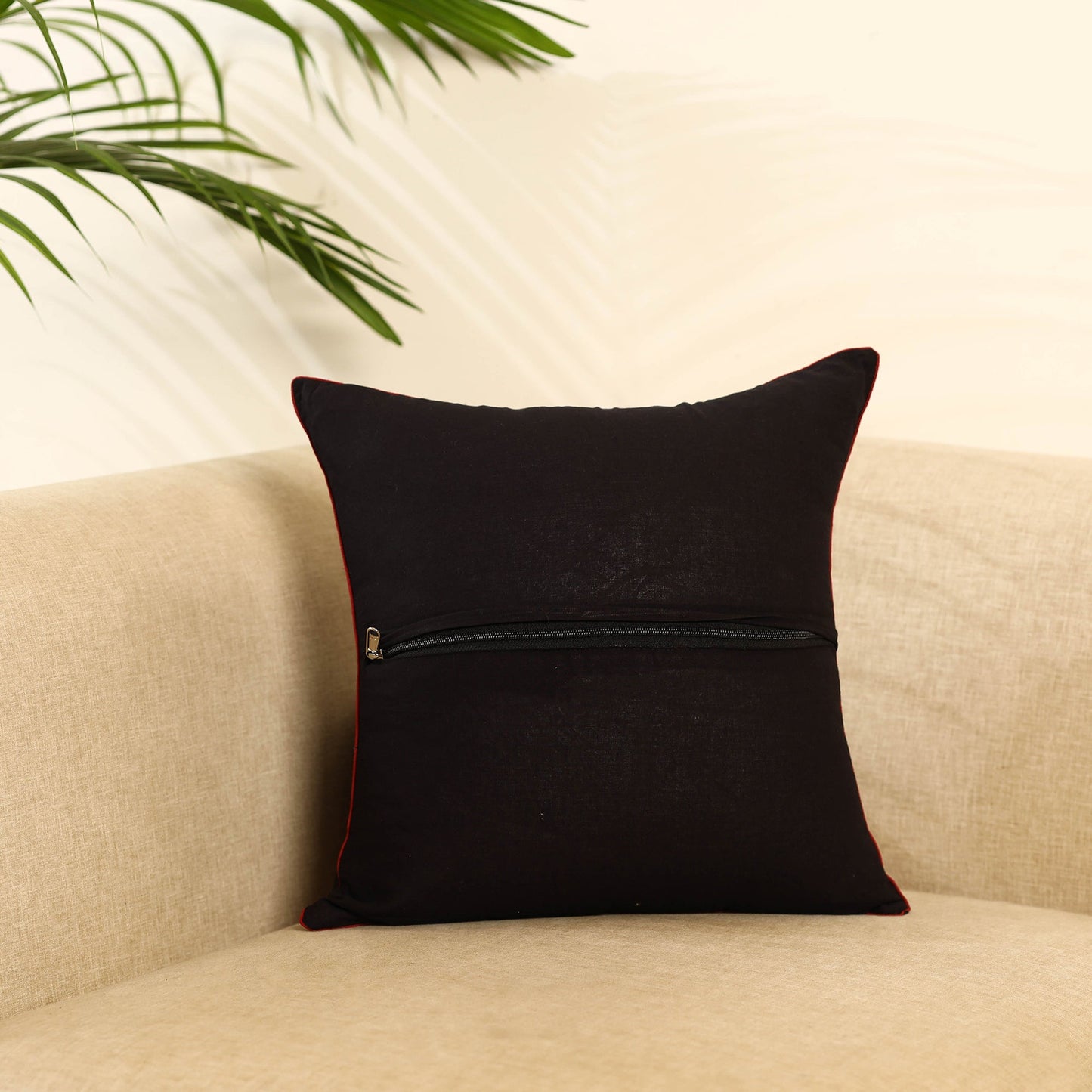 Buy Black Cotton Pochampally Ikat Cushion Cover