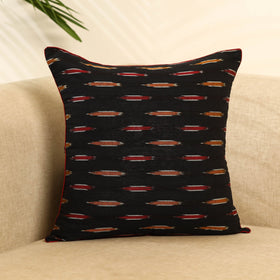 Buy Black Cotton Pochampally Ikat Cushion Cover