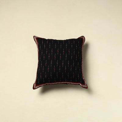 Black Cotton Pochampally Ikat Cushion Cover