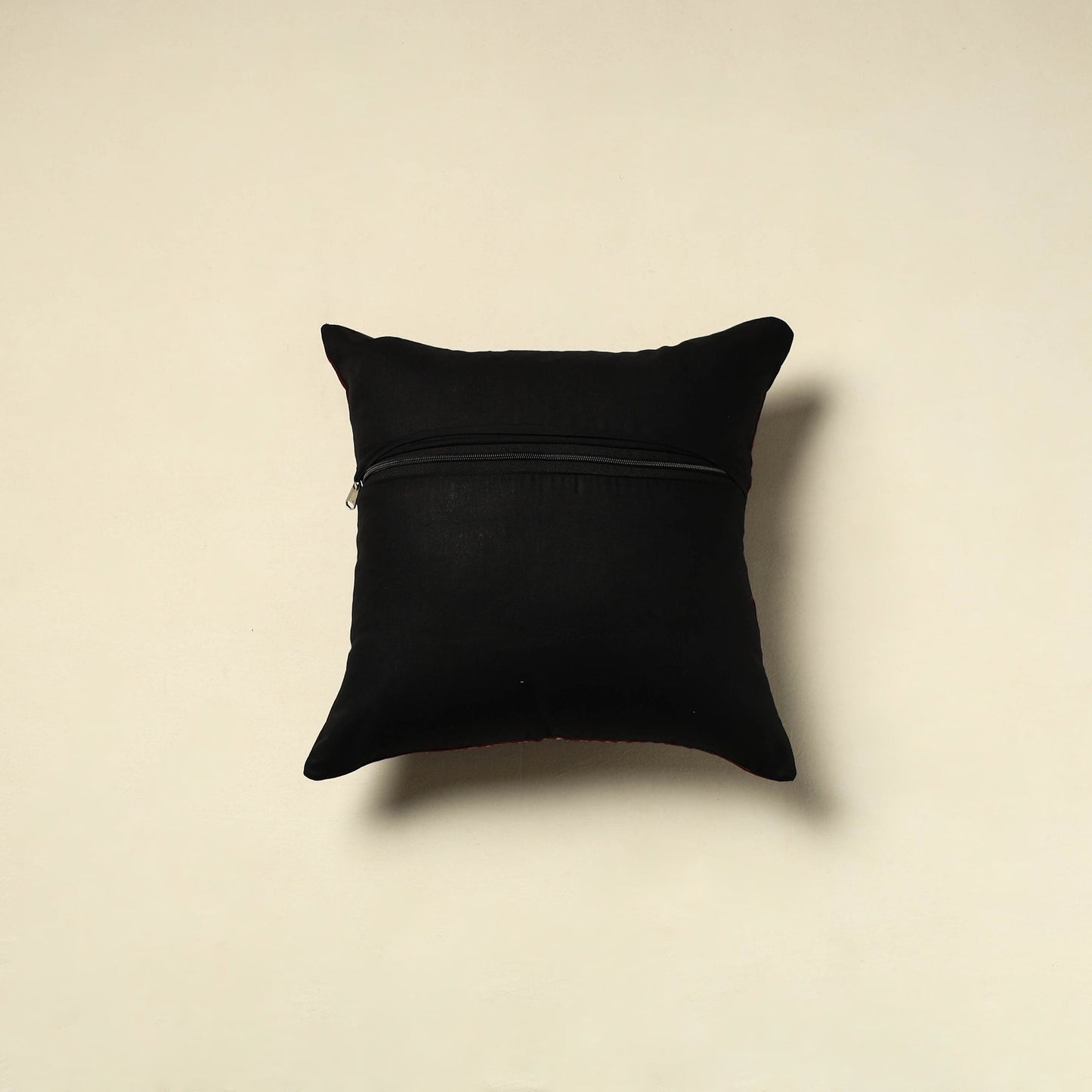Black Cotton Pochampally Ikat Cushion Cover