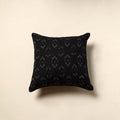 Black Cotton Pochampally Ikat Cushion Cover