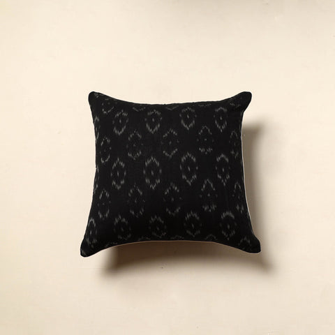 Black Cotton Pochampally Ikat Cushion Cover