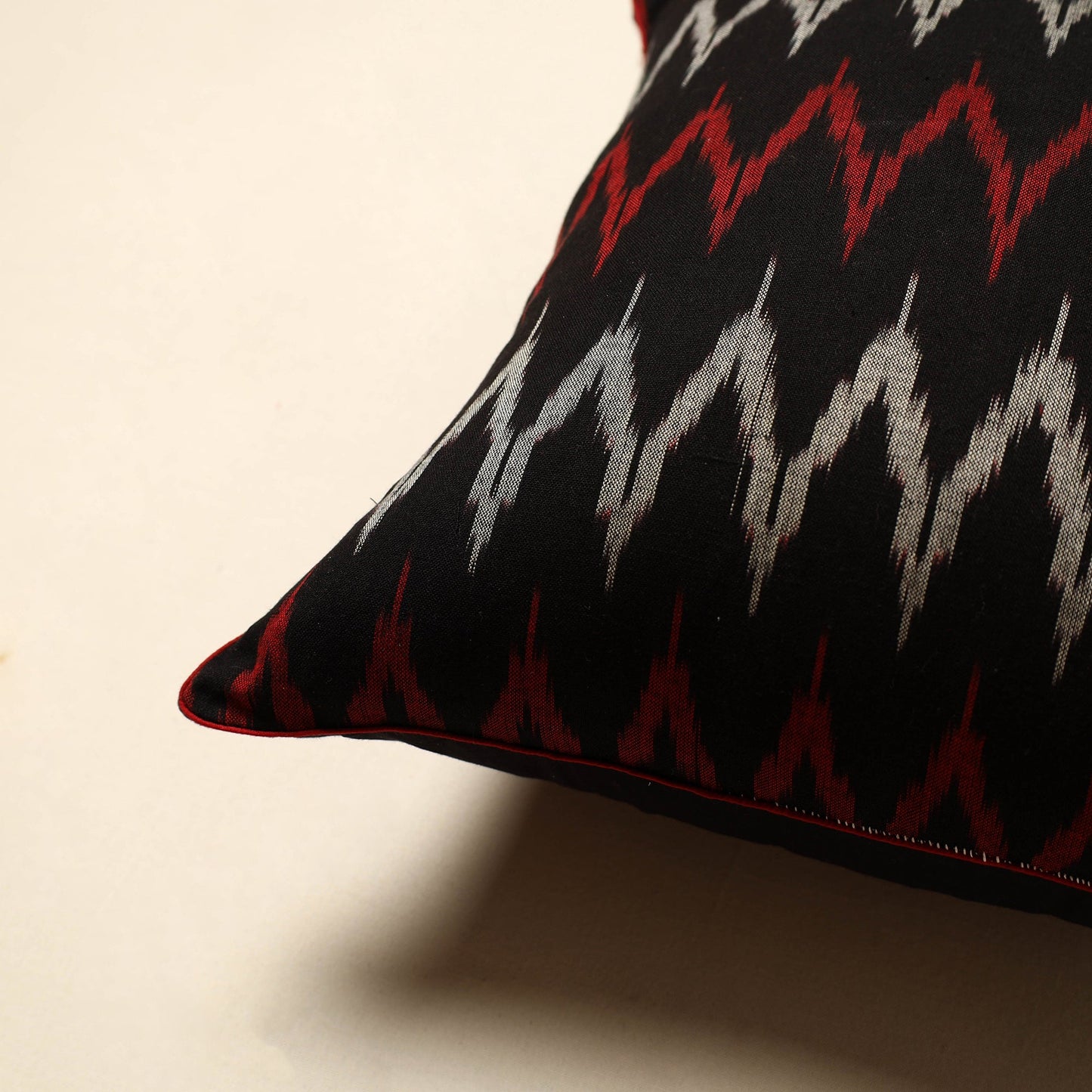 Black Cotton Pochampally Ikat Cushion Cover