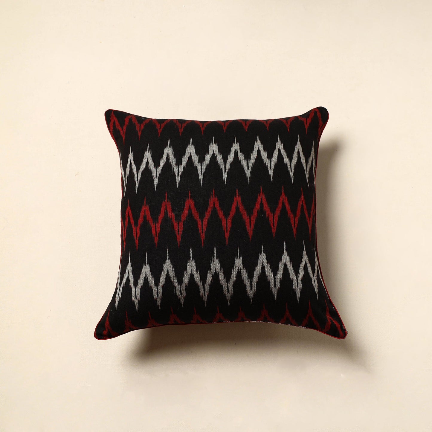  Black Cotton Pochampally Ikat Cushion Cover