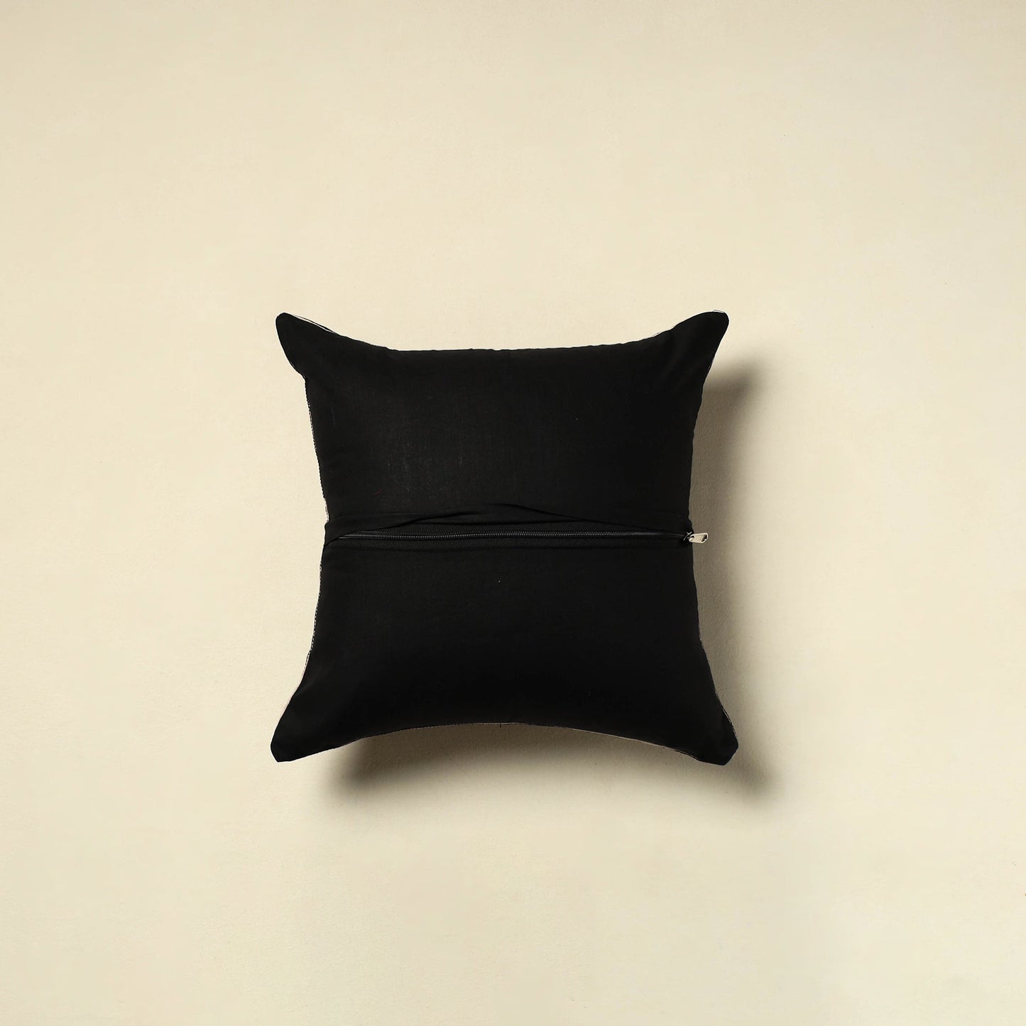 Black Cotton Pochampally Ikat Cushion Cover