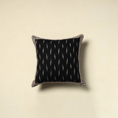 Black Cotton Pochampally Ikat Cushion Cover