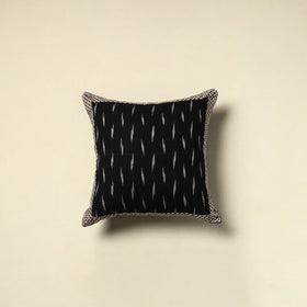Black Cotton Pochampally Ikat Cushion Cover
