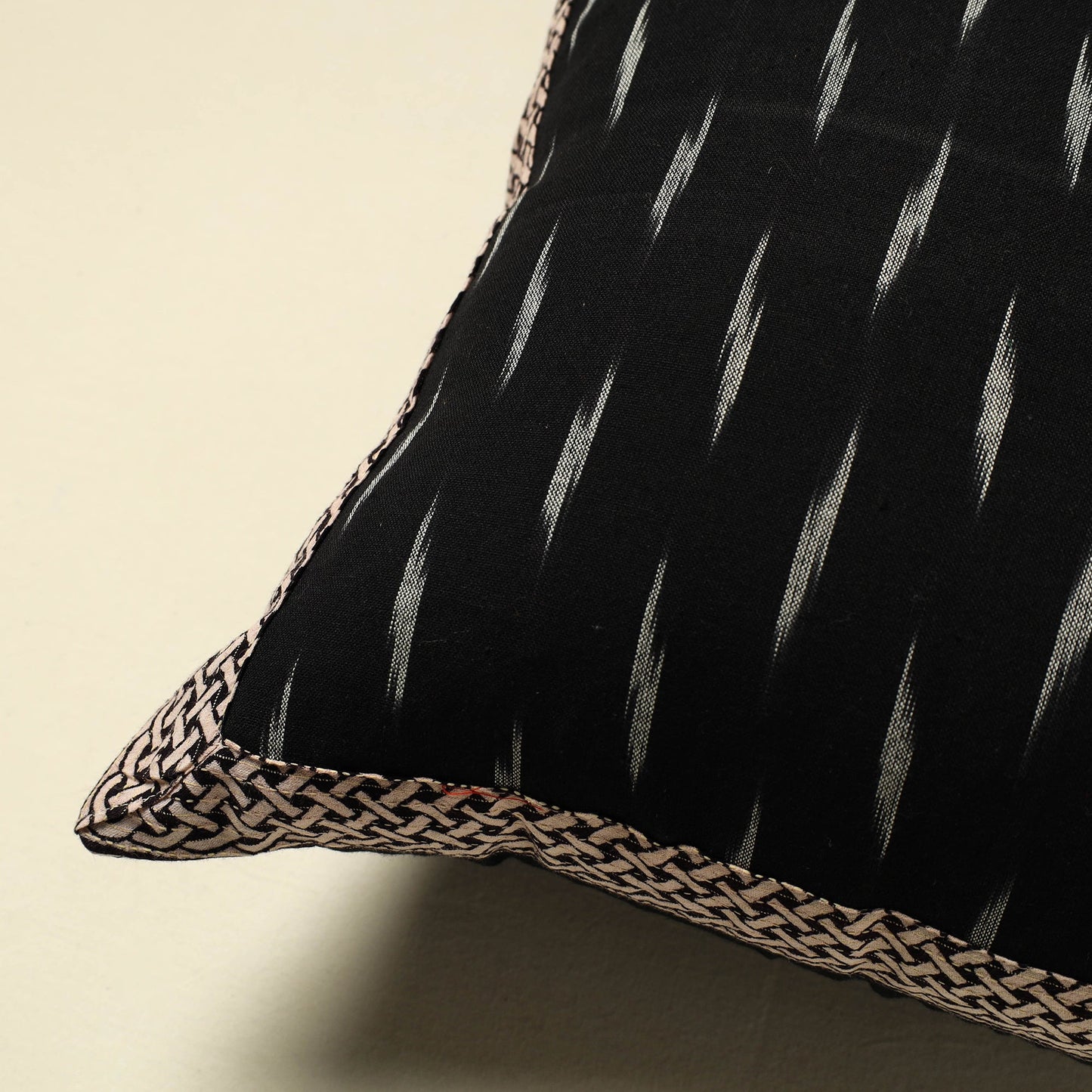 Black Cotton Pochampally Ikat Cushion Cover