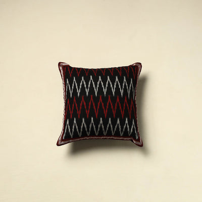 Black Cotton Pochampally Ikat Cushion Cover