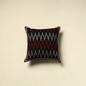 Black Cotton Pochampally Ikat Cushion Cover