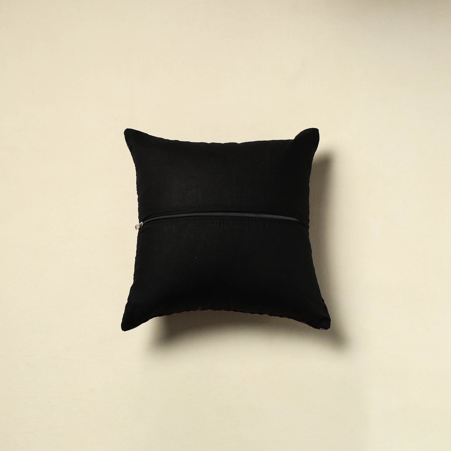 Black Cotton Pochampally Ikat Cushion Cover