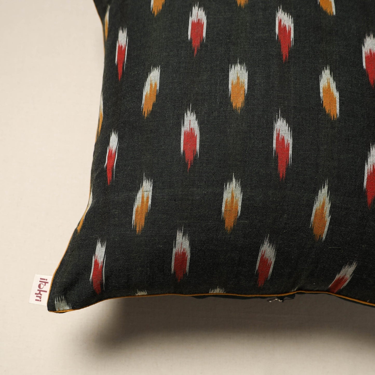 Cotton pochampally ikat cushion cover 44 - handcrafted