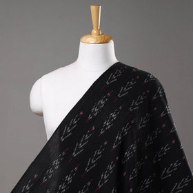  Butta's On Black Cotton Pochampally Ikat Fabric