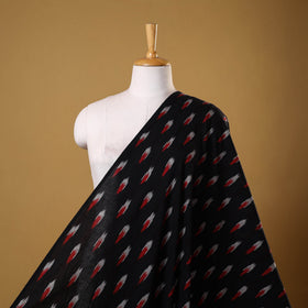 Black with red butta cotton pochampally ikat fabric 02