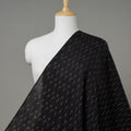Black with Red Pochampally Ikat Cotton Fabric 