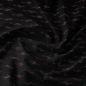 Black with Red Pochampally Ikat Cotton Fabric 