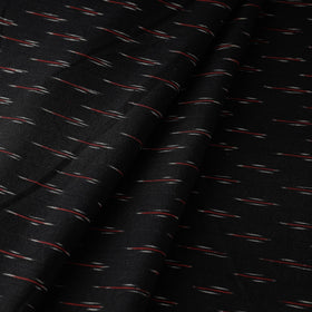 Black with Red Pochampally Ikat Cotton Fabric 