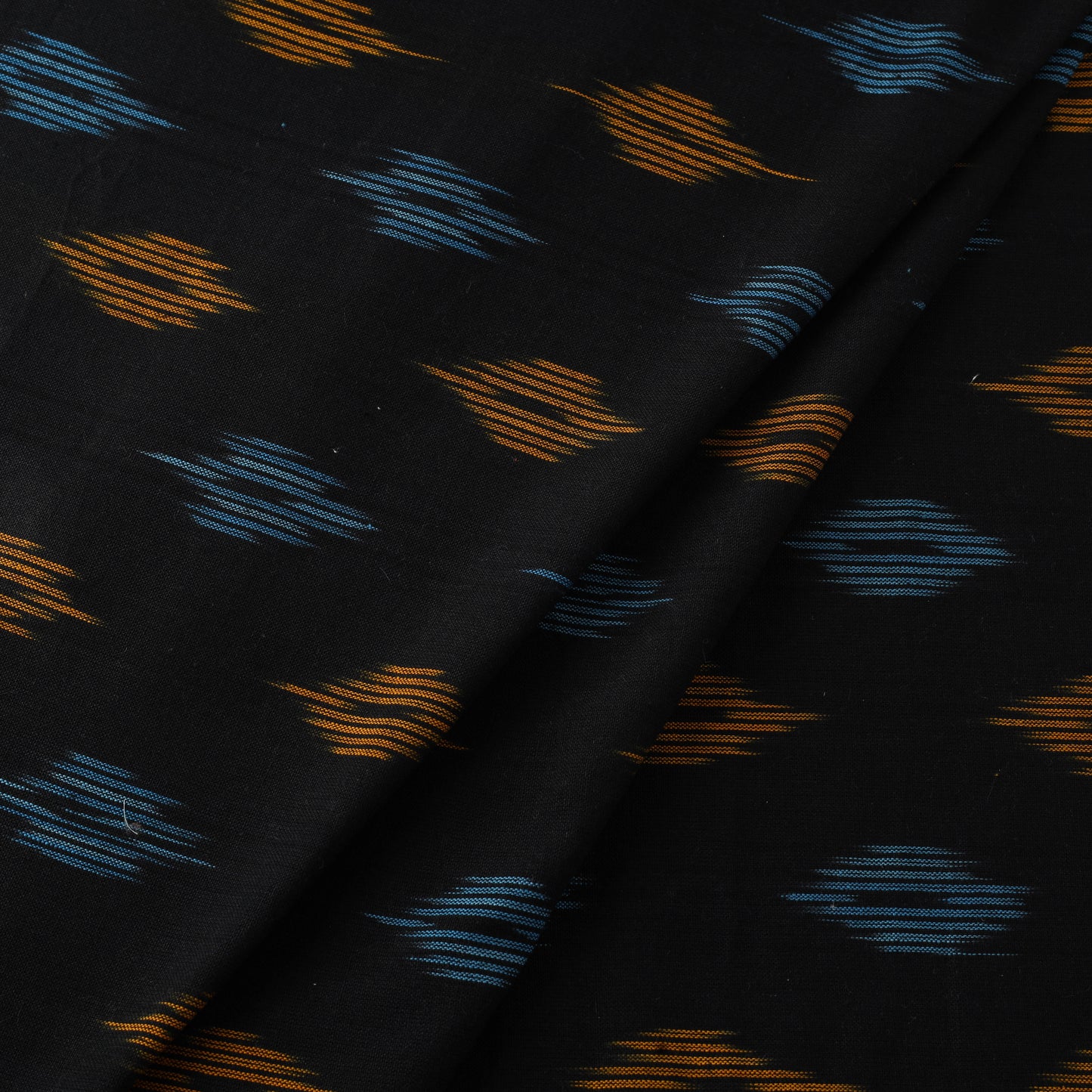 Black Cotton Pochampally Ikat Fabric