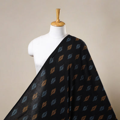 Black Cotton Pochampally Ikat Fabric