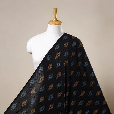 Black Cotton Pochampally Ikat Fabric