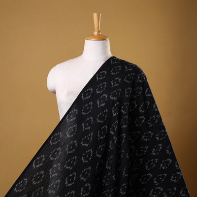 Black - cotton pochampally ikat fabric 04 - handcrafted