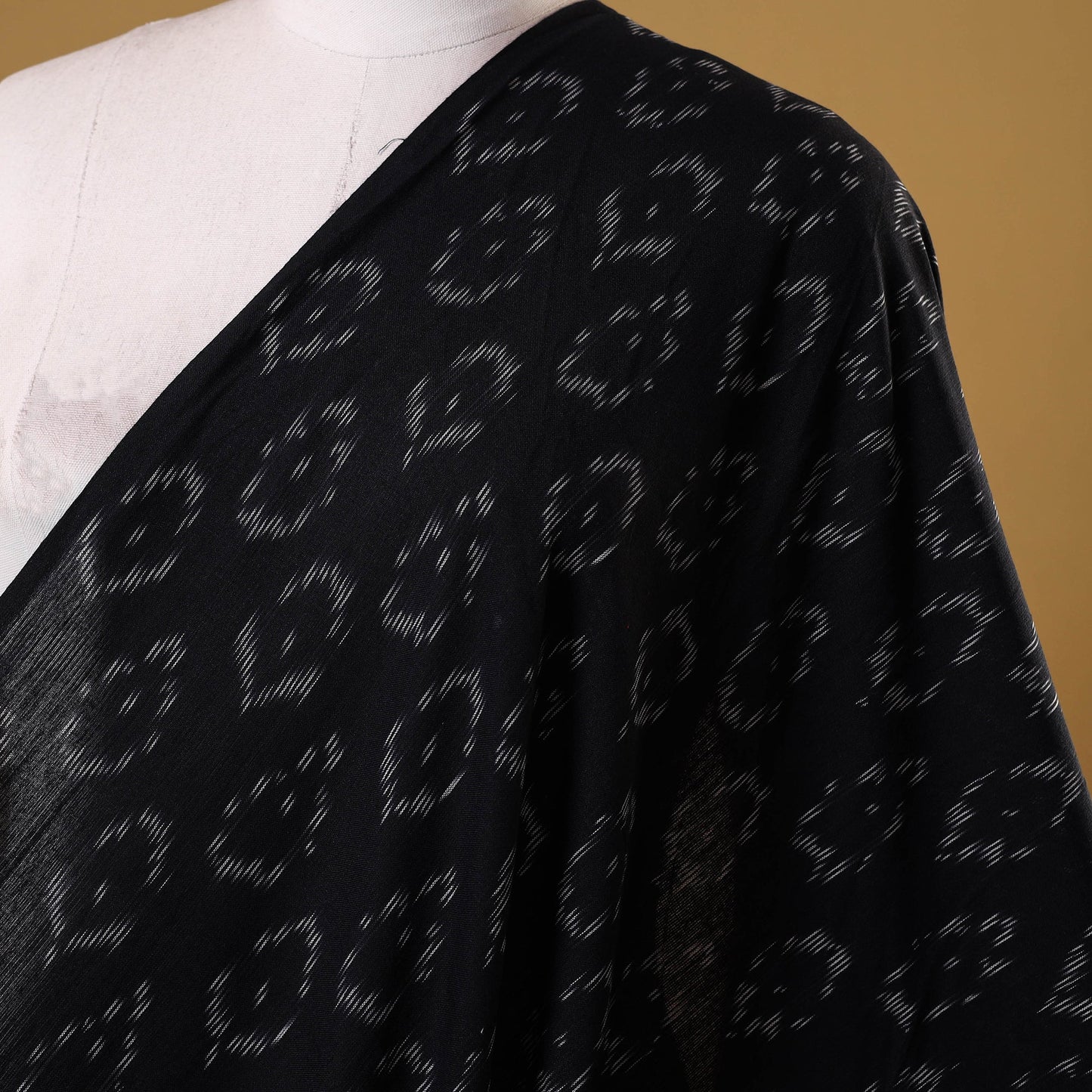 Black - cotton pochampally ikat fabric 04 - handcrafted