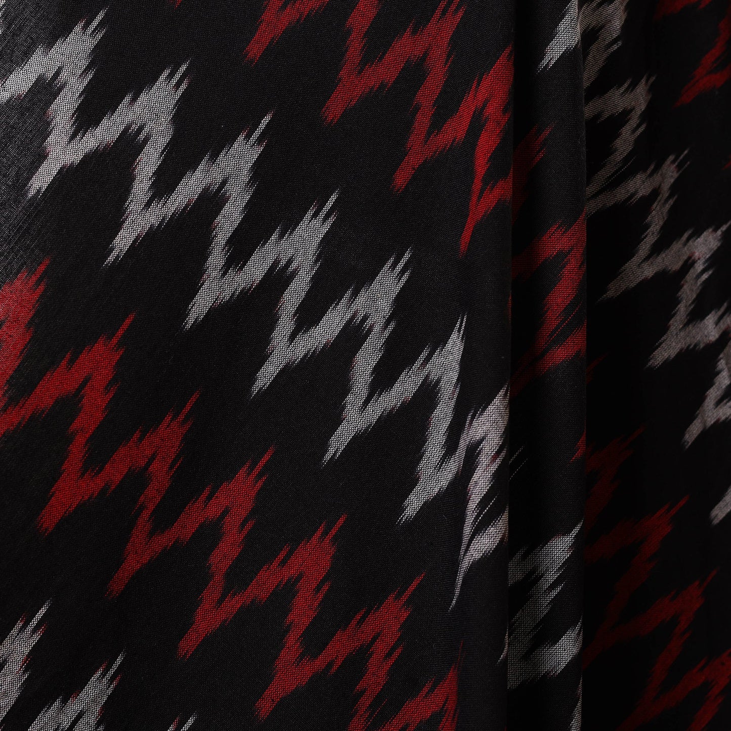 Black - cotton pochampally ikat fabric 05 - handcrafted