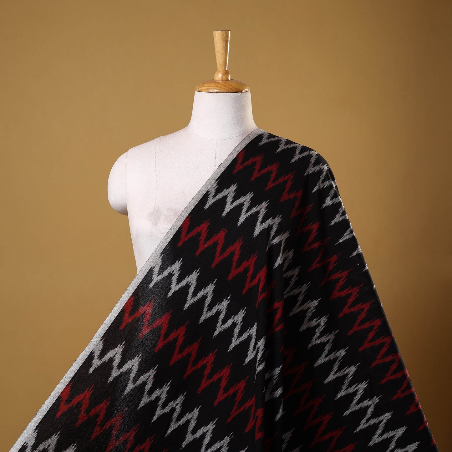 Black - cotton pochampally ikat fabric 05 - handcrafted