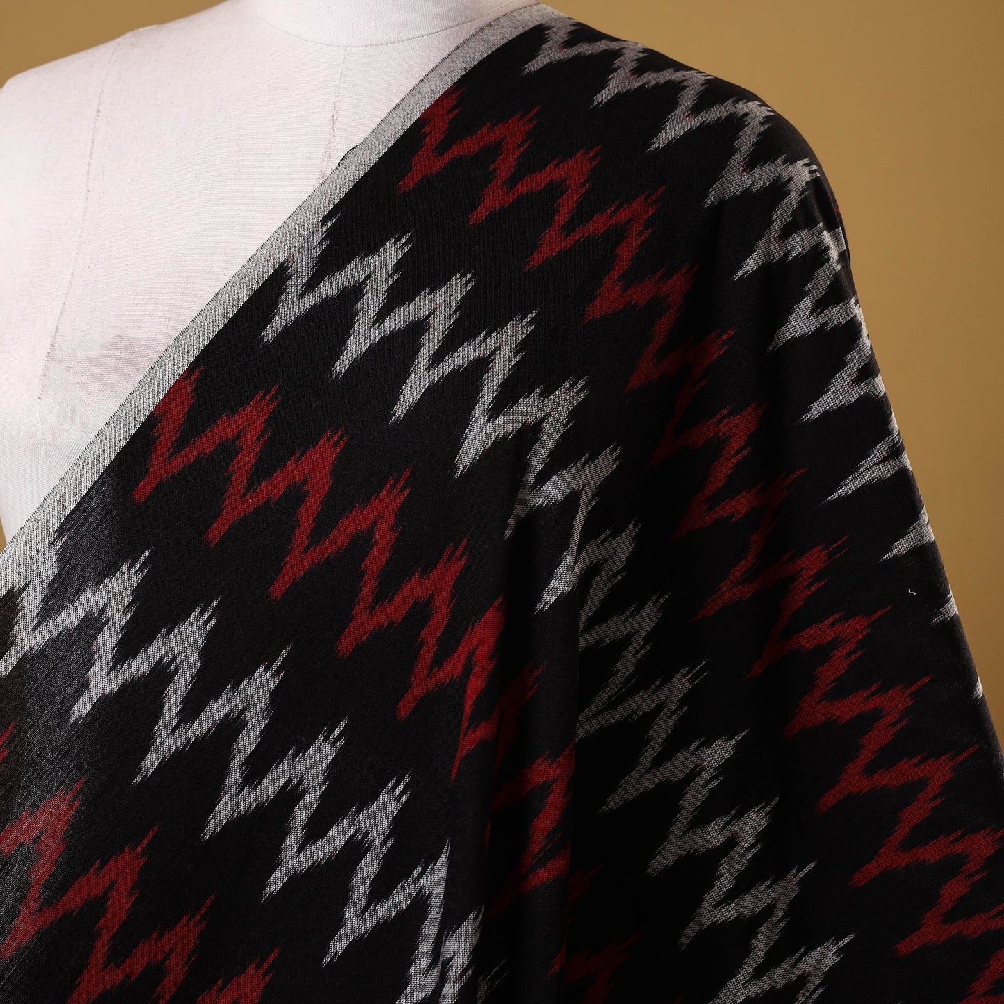 Black - cotton pochampally ikat fabric 05 - handcrafted