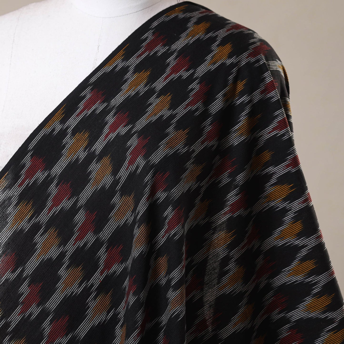 Black - cotton pochampally ikat fabric 06 - handcrafted