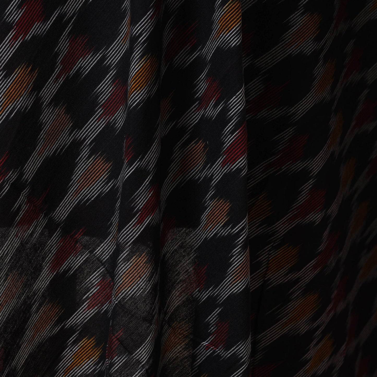 Black - cotton pochampally ikat fabric 06 - handcrafted