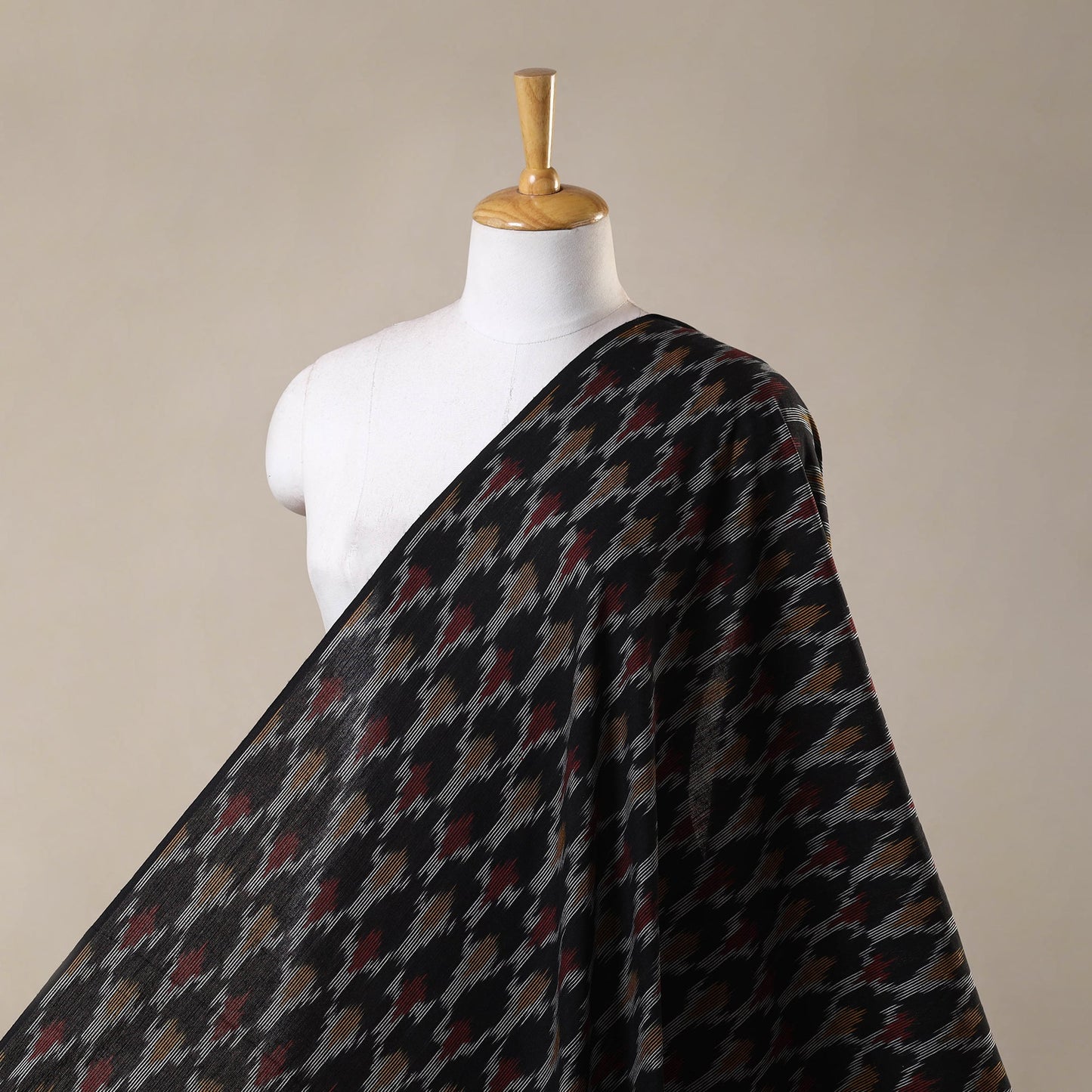 Black - cotton pochampally ikat fabric 06 - handcrafted