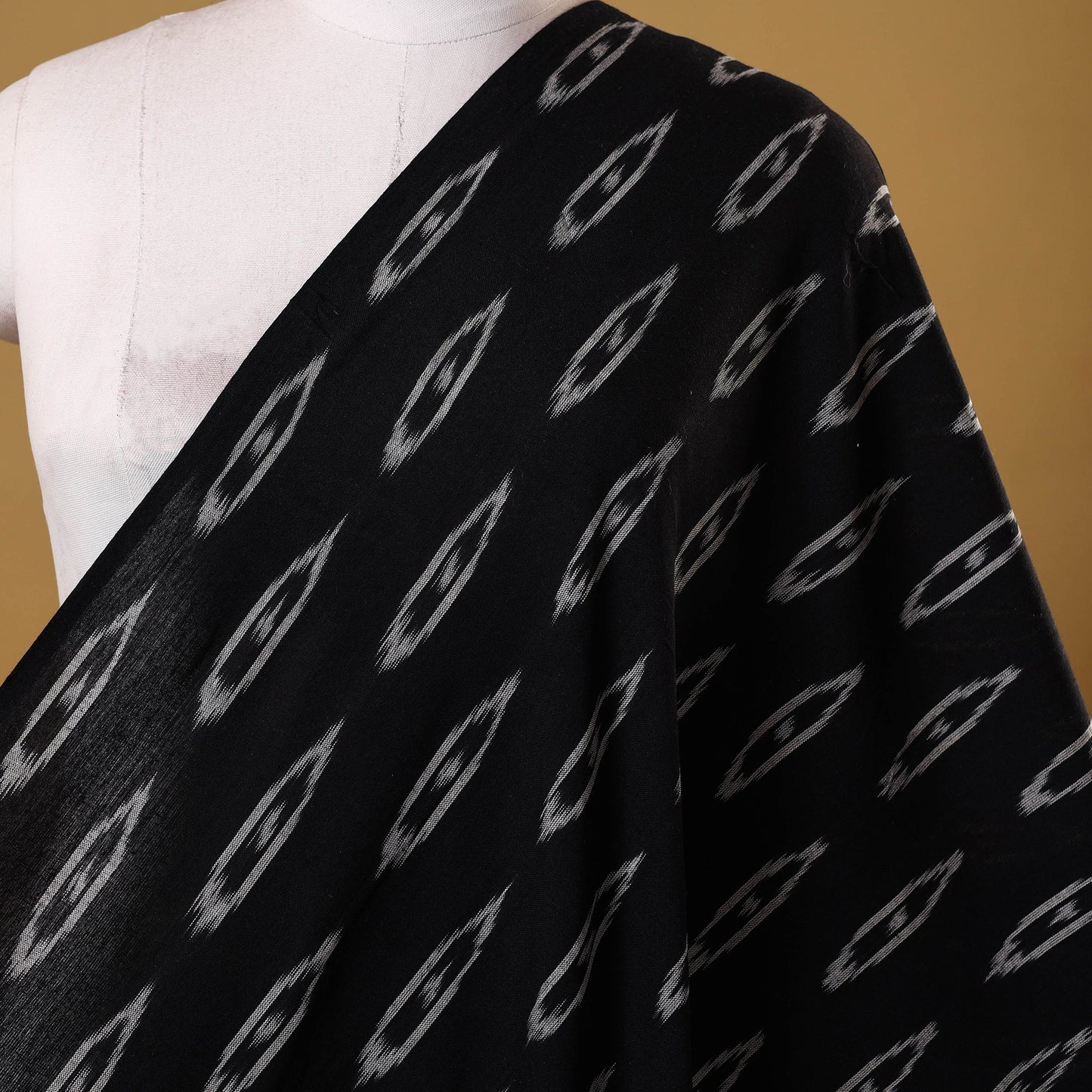 Black - cotton pochampally ikat fabric 07 - handcrafted