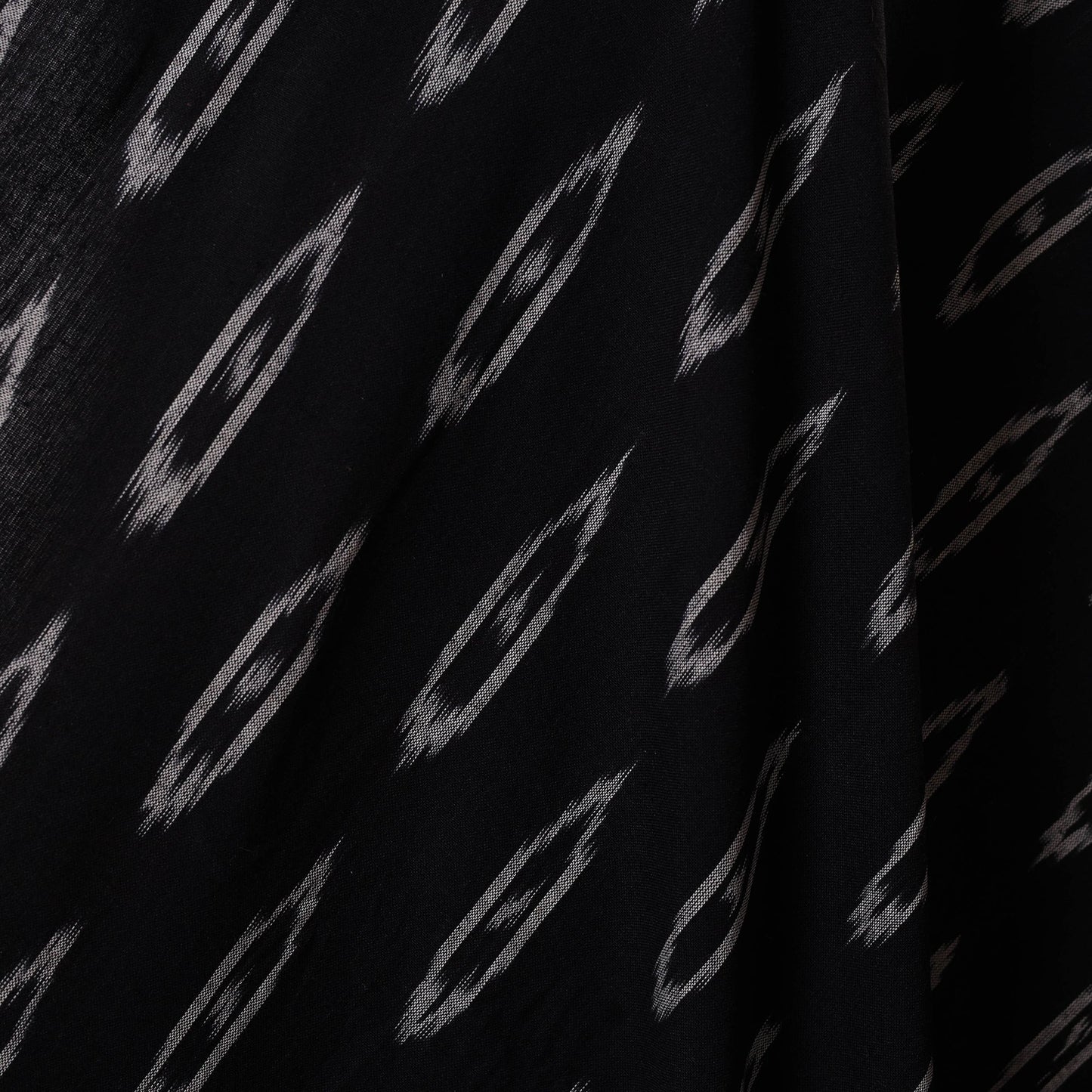 Black - cotton pochampally ikat fabric 07 - handcrafted