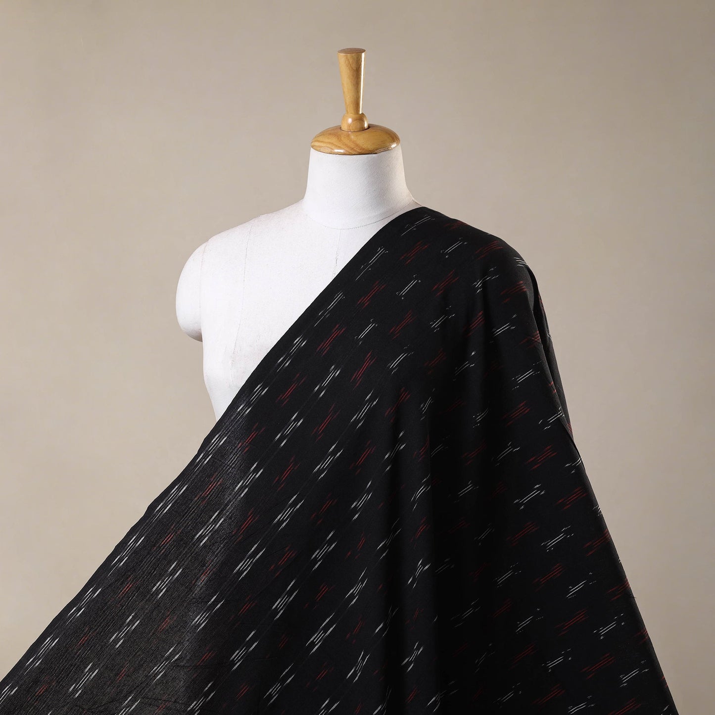 Black - cotton pochampally ikat fabric 11 - handcrafted