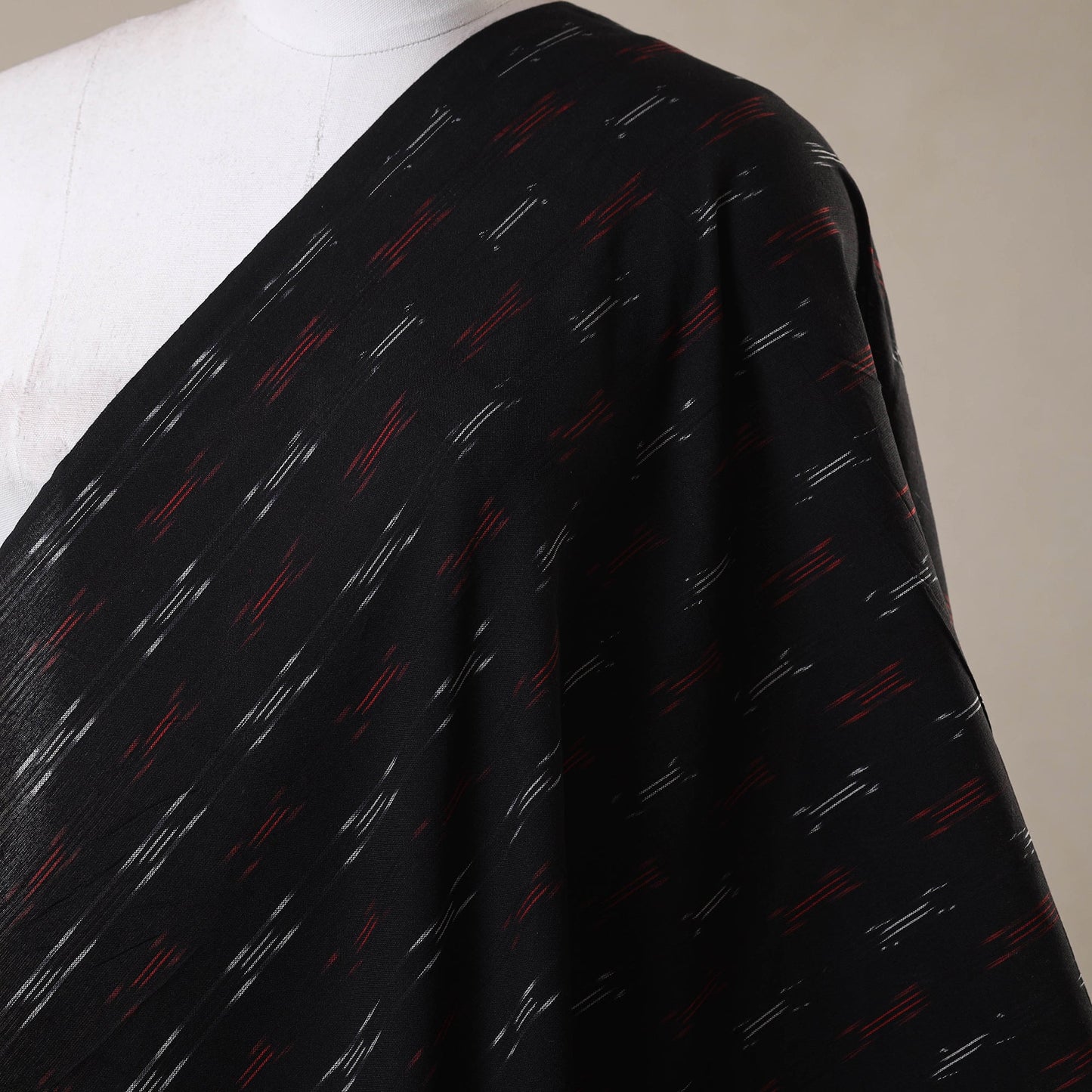 Black - cotton pochampally ikat fabric 11 - handcrafted