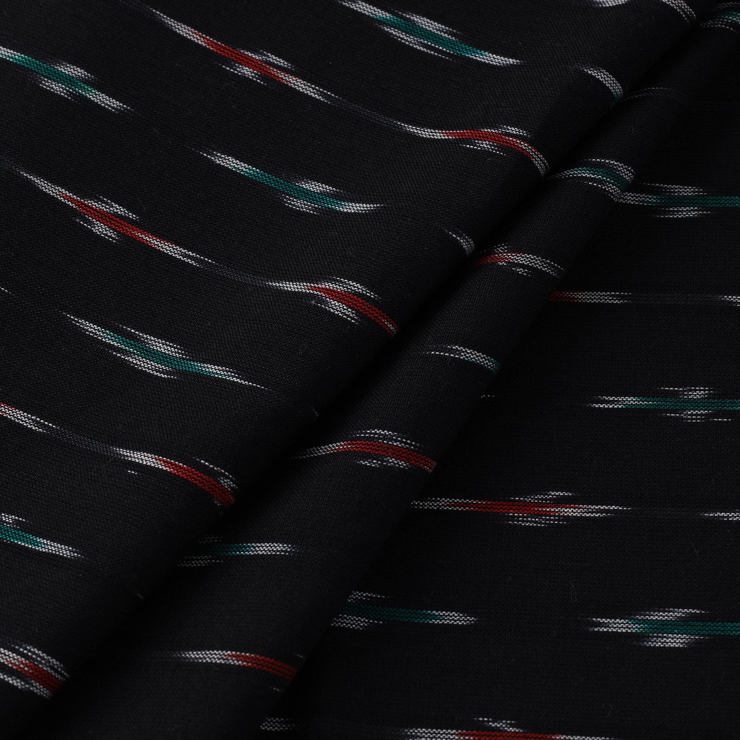 Black Cotton Pochampally Ikat Fabric