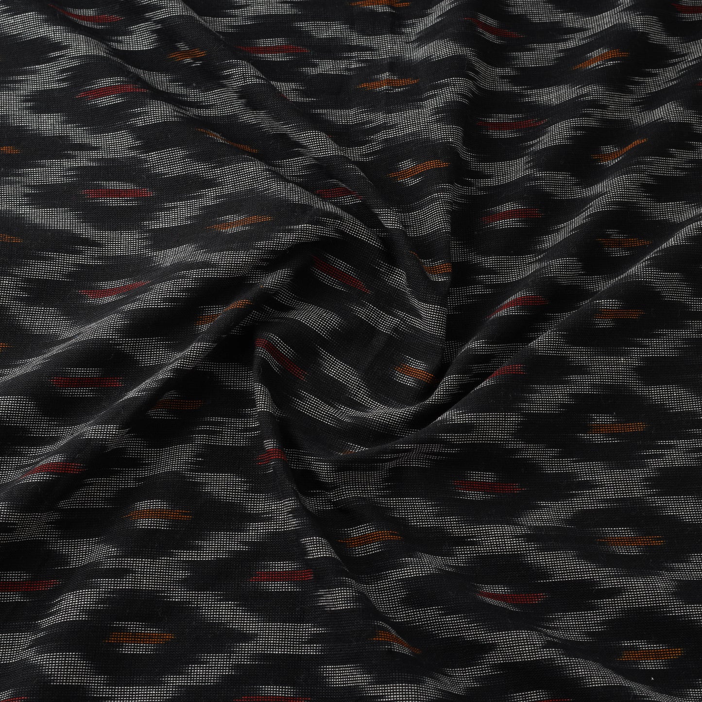 Black - cotton pochampally ikat fabric 13 - handcrafted