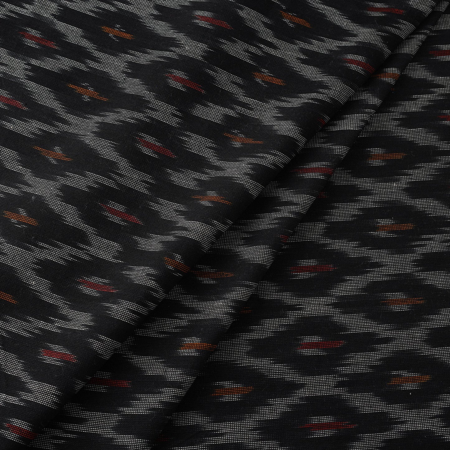 Black - cotton pochampally ikat fabric 13 - handcrafted