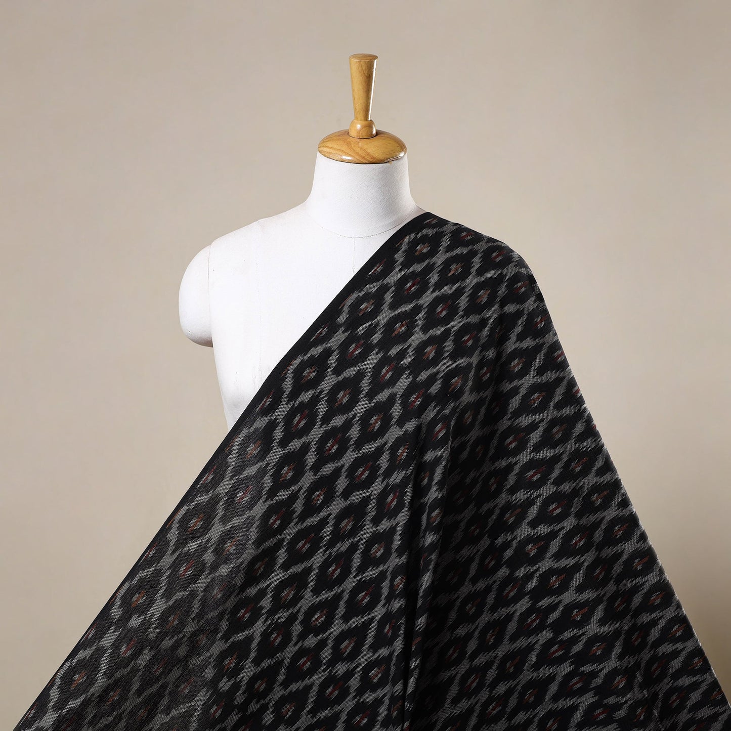 Black - cotton pochampally ikat fabric 13 - handcrafted