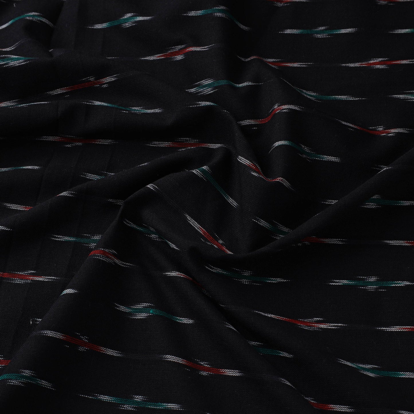 Black Cotton Pochampally Ikat Fabric