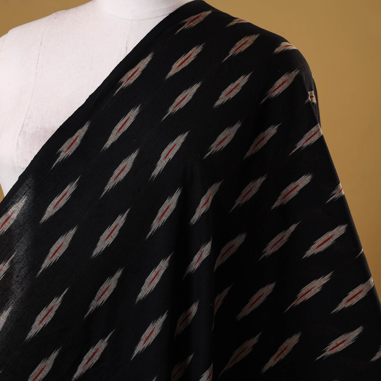 Black - cotton pochampally ikat fabric 14 - handcrafted