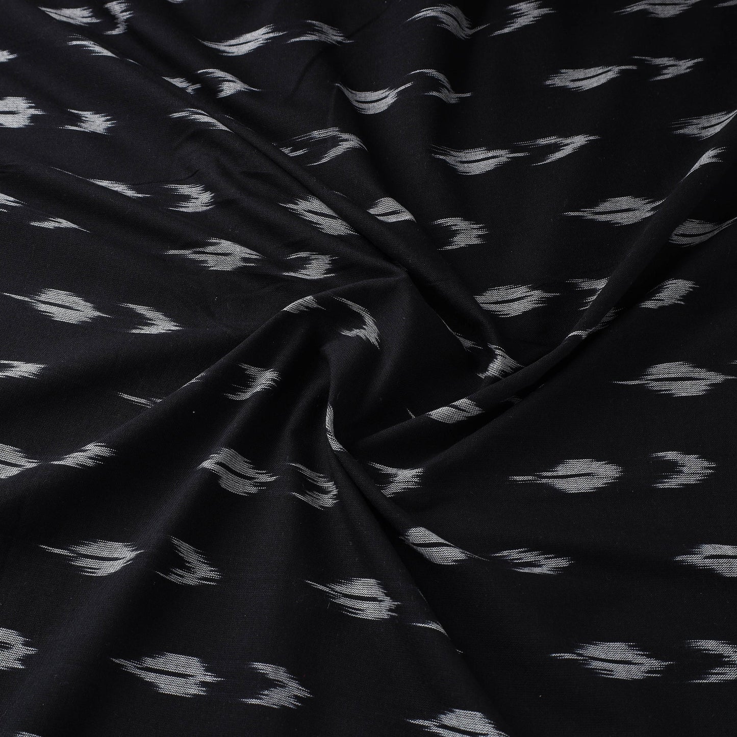 Black Cotton Pochampally Ikat Fabric