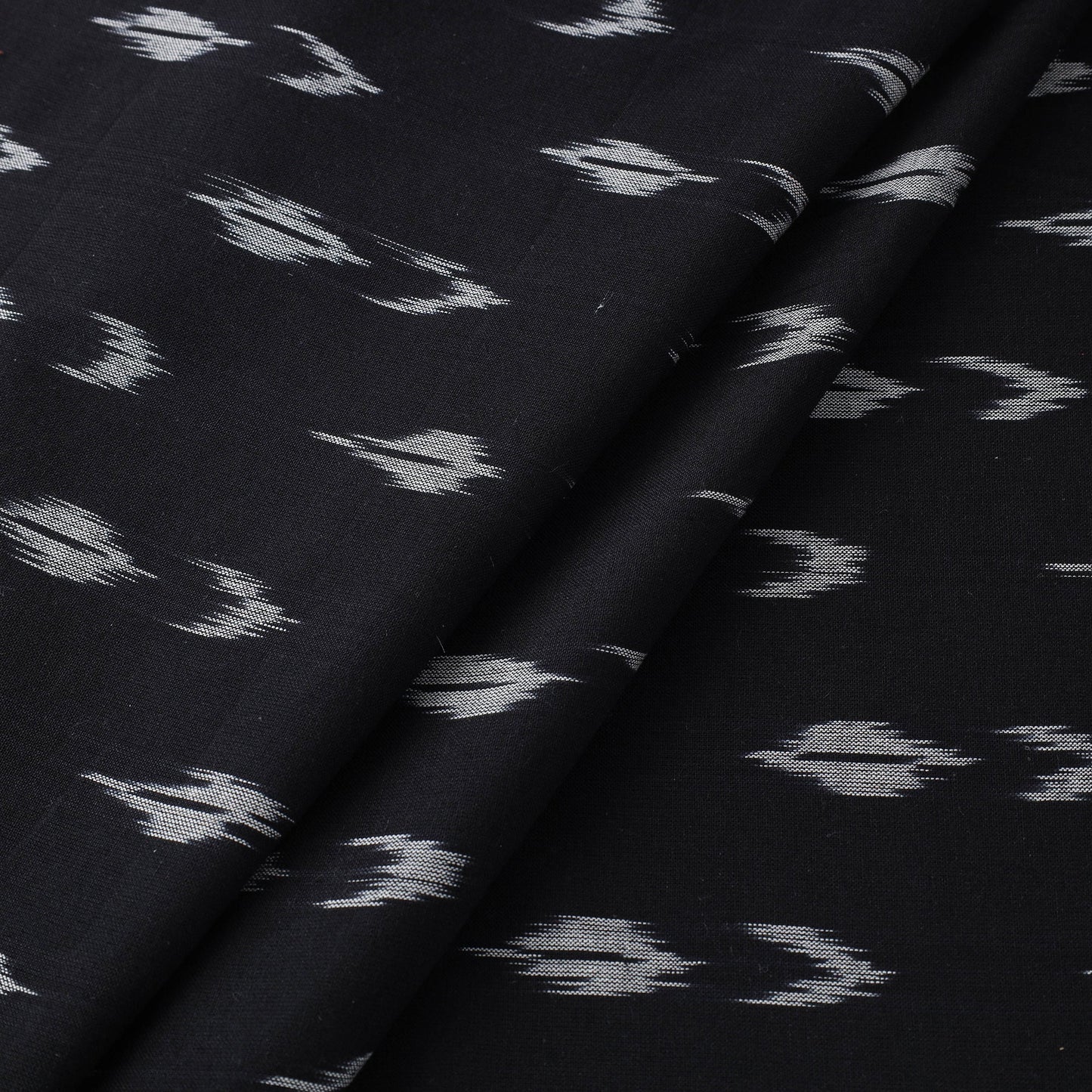 Black Cotton Pochampally Ikat Fabric