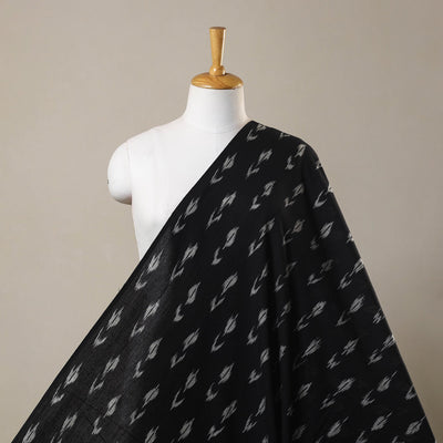 Black Cotton Pochampally Ikat Fabric