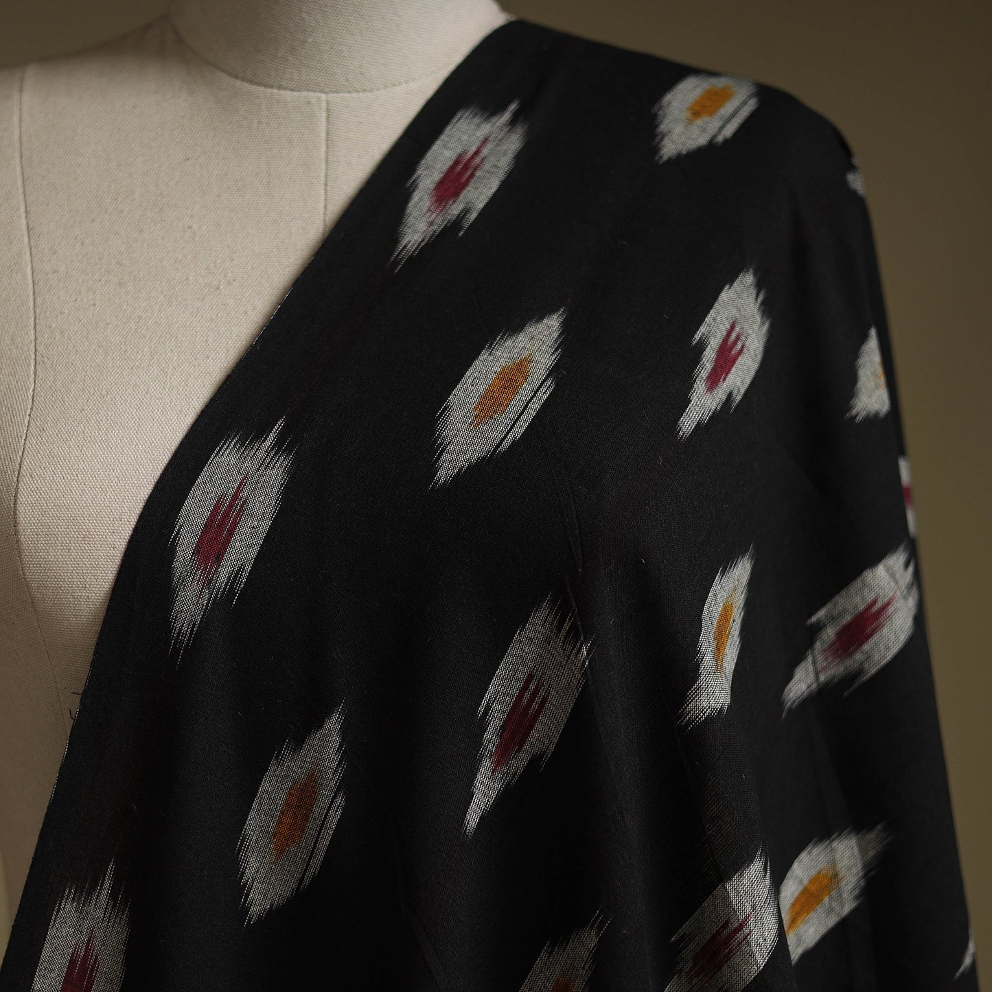 Black - cotton pochampally ikat fabric 19 - handcrafted